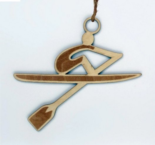 Laser Cut Wooden Sculler Ornament